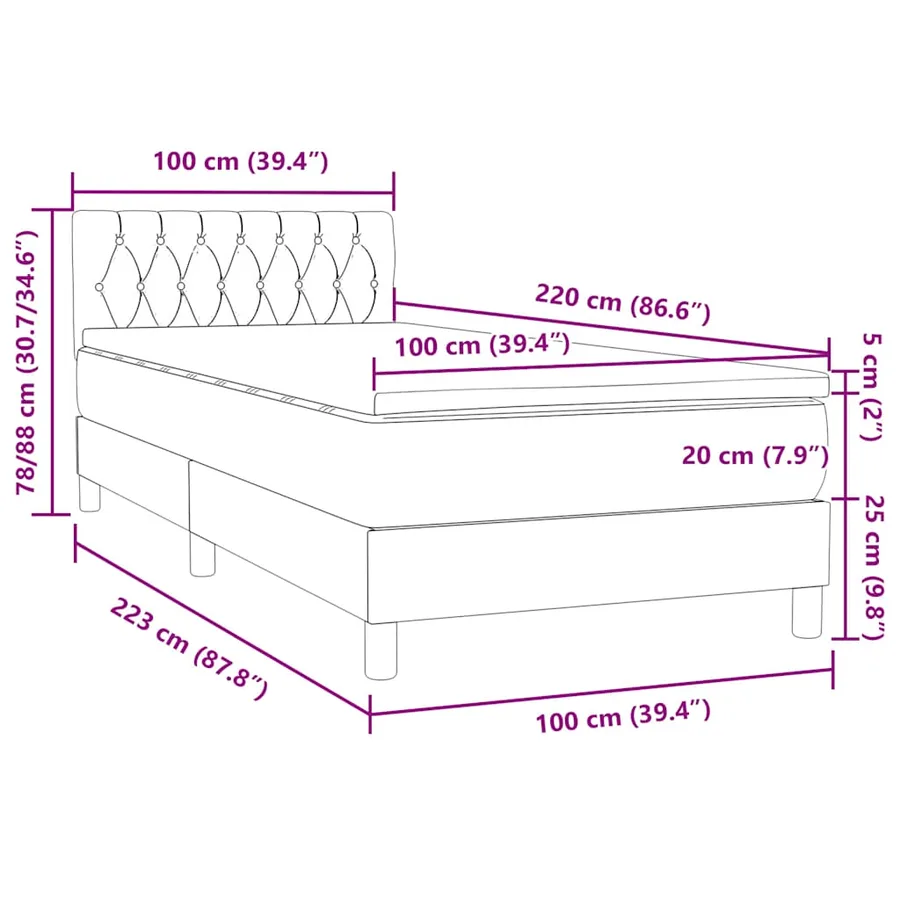 Sommier à lattes de lit et matelas vert foncé 100x220cm velours - 12