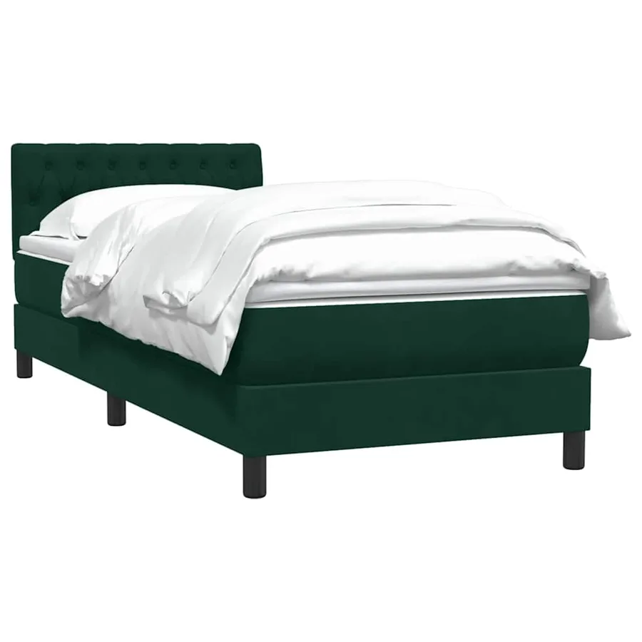Sommier à lattes de lit et matelas vert foncé 100x220cm velours - 3