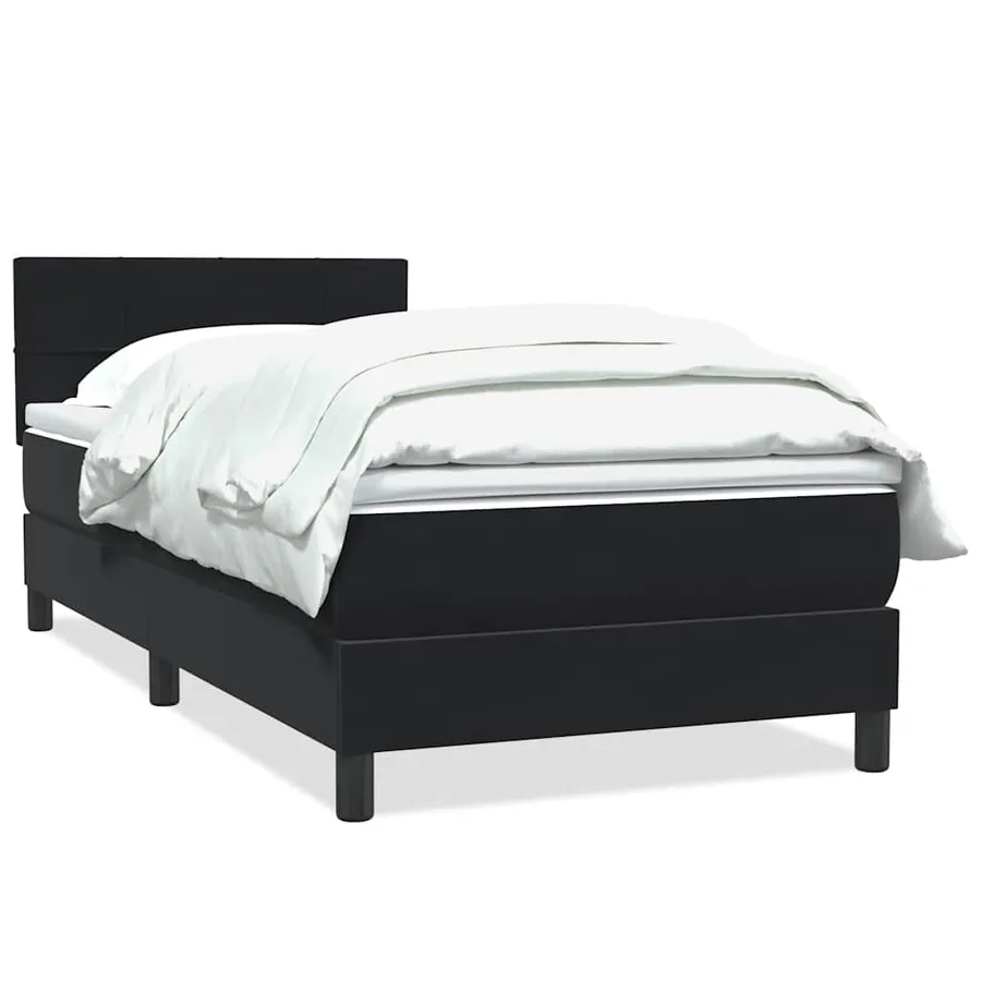 Sommier à lattes de lit avec matelas noir 100x220 cm velours - 2