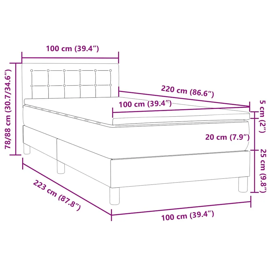Sommier à lattes de lit et matelas vert foncé 100x220cm velours - 12