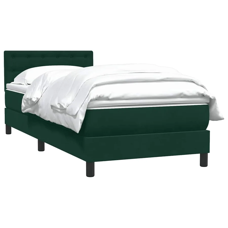 Sommier à lattes de lit et matelas vert foncé 100x220cm velours - 3