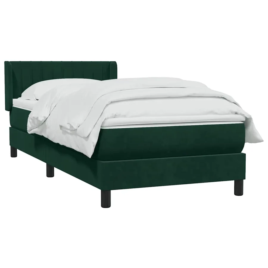 Sommier à lattes de lit et matelas vert foncé 100x220cm velours - 3