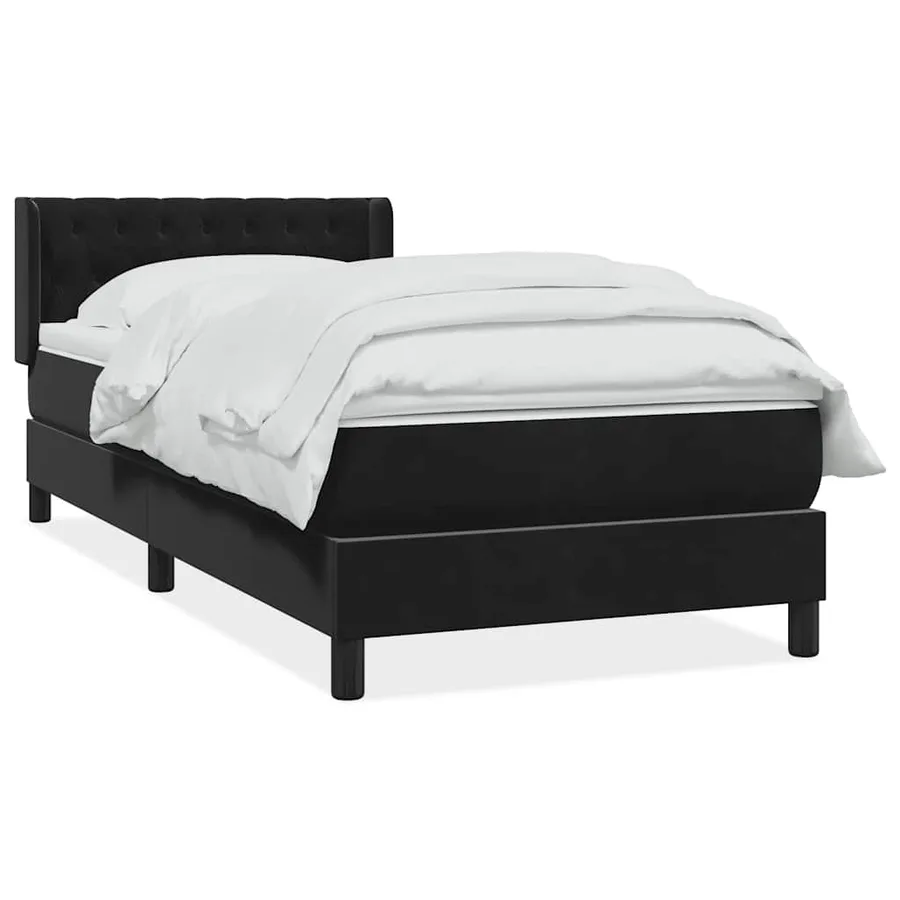 Sommier à lattes de lit avec matelas noir 100x220 cm velours - 2
