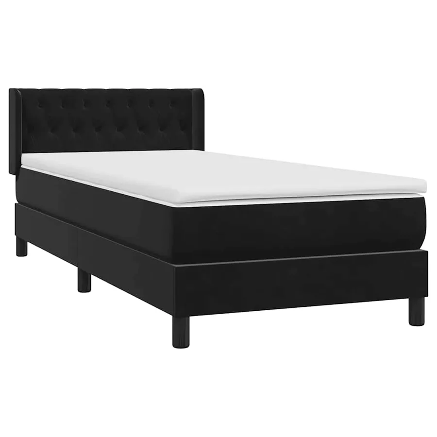 Sommier à lattes de lit avec matelas noir 100x220 cm velours - 4