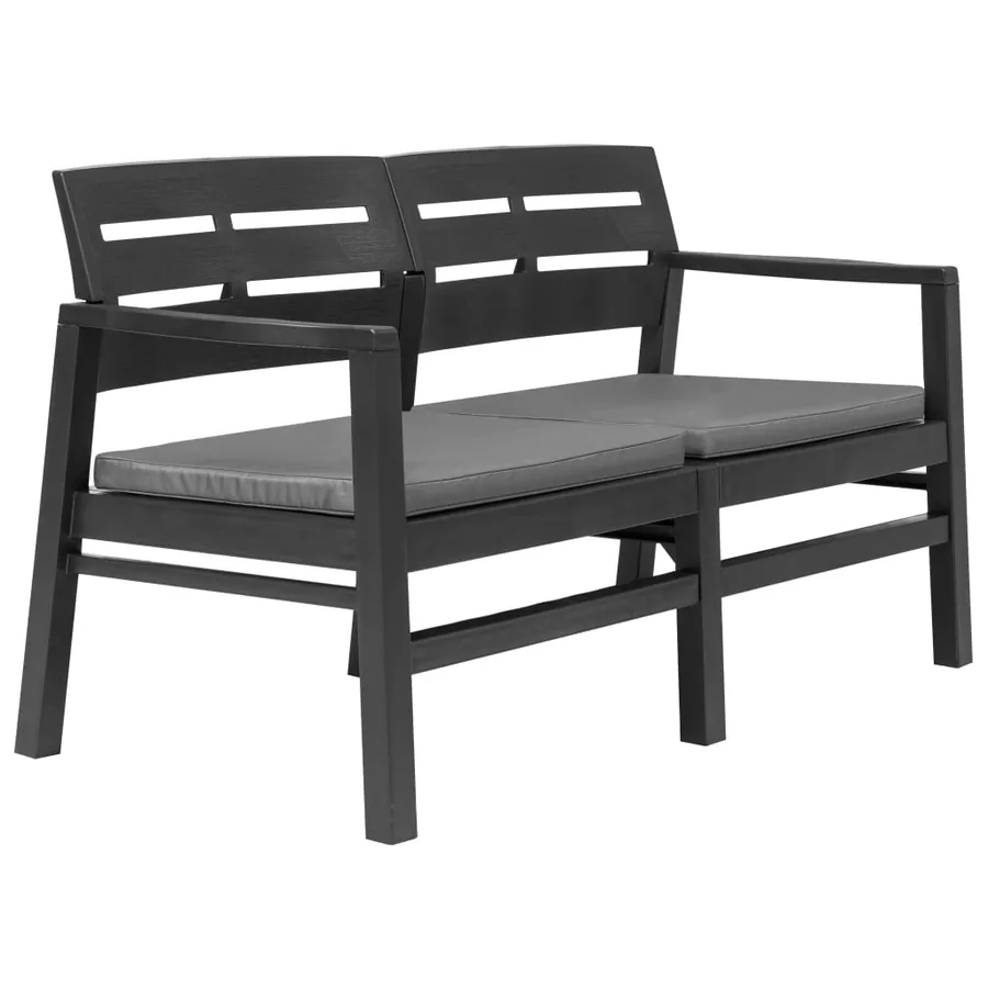 Banc de jardin à 2 places coussins 133 cm Plastique Anthracite