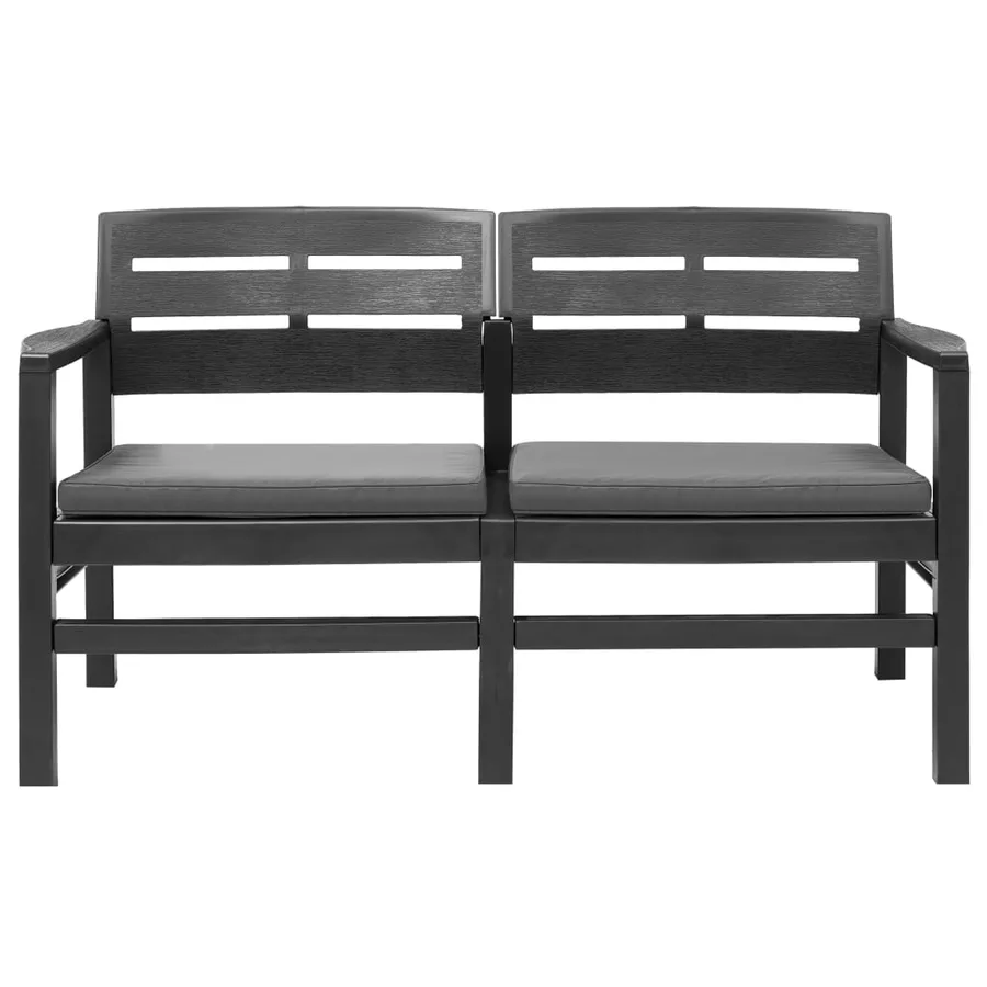 Banc de jardin à 2 places coussins 133 cm Plastique Anthracite - 2