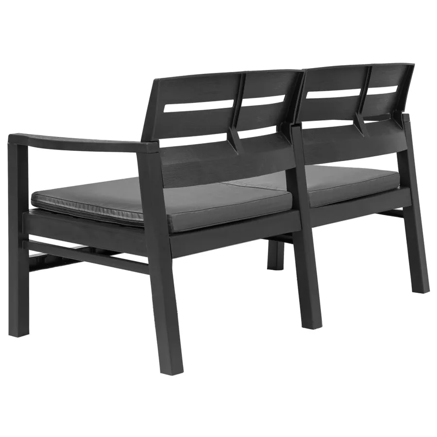 Banc de jardin à 2 places coussins 133 cm Plastique Anthracite - 3