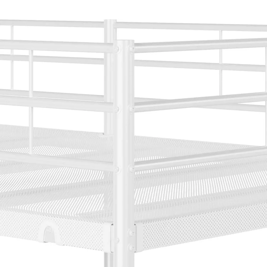 Lit superposé sans matelas blanc 90x200 cm acier - 8