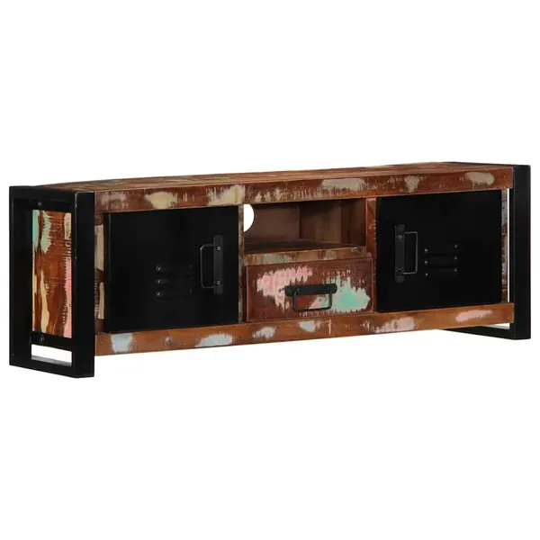 Meuble TV 100x30x35 cm bois de récupération massif