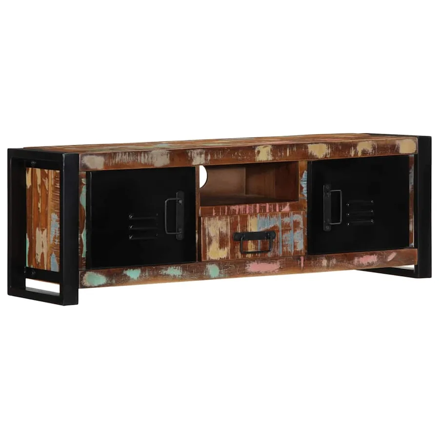 Meuble TV 100x30x35 cm bois de récupération massif - 12
