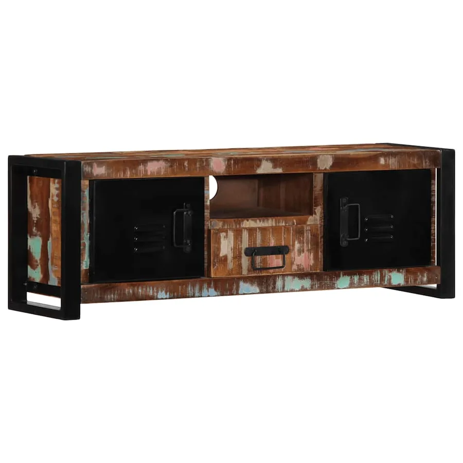 Meuble TV 100x30x35 cm bois de récupération massif - 13