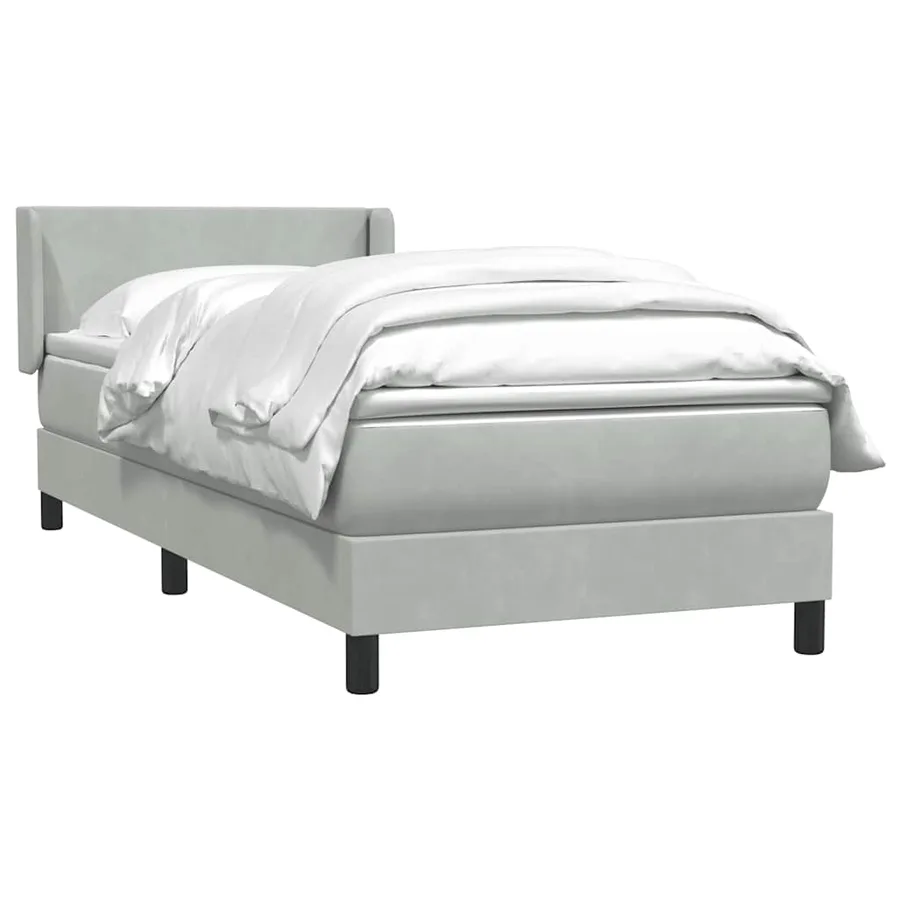 Sommier à lattes de lit et matelas gris clair 100x220cm velours - 3