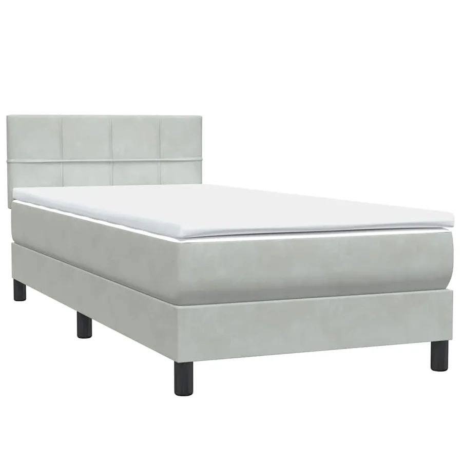 Sommier à lattes de lit et matelas et LED gris clair 100x220cm velours - 5