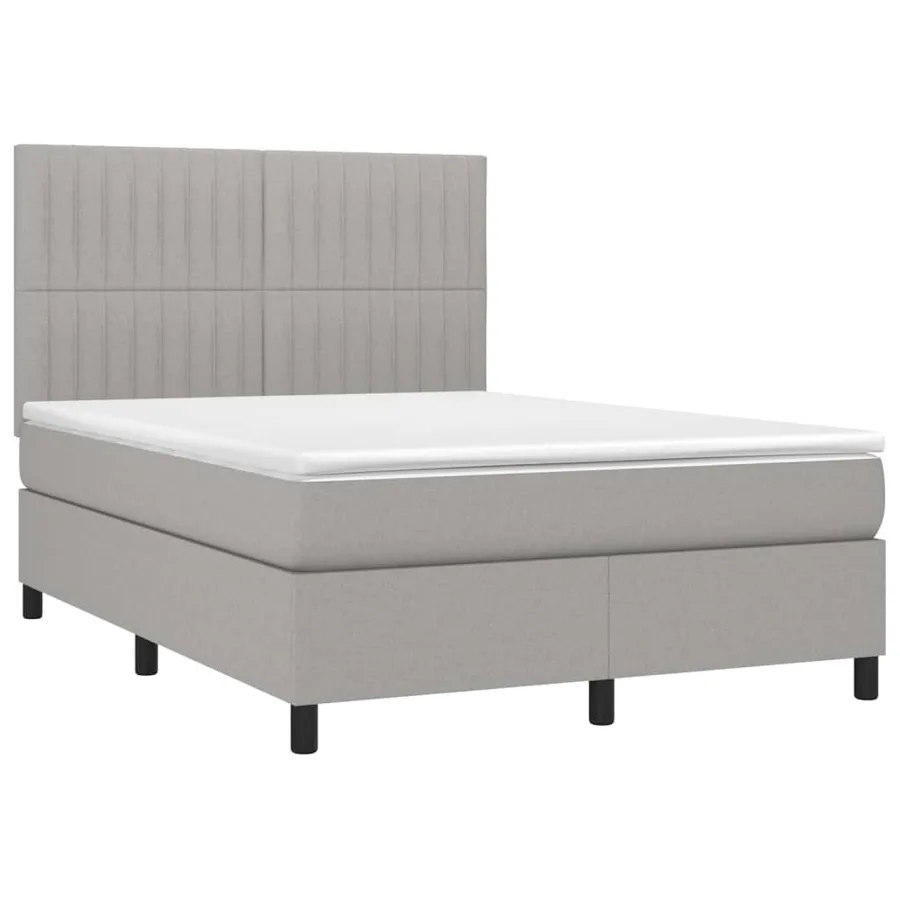 Sommier à lattes de lit et matelas et LED Gris clair 140x190 cm - 3