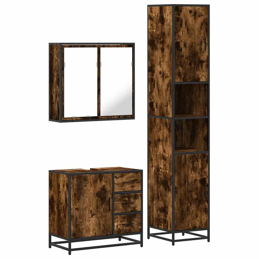 Ensemble de meubles de salle de bain 3 pcs Chêne fumé - 2