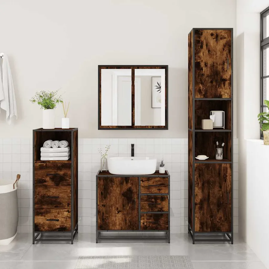 Ensemble de meubles de salle de bain 3 pcs Chêne fumé - 3
