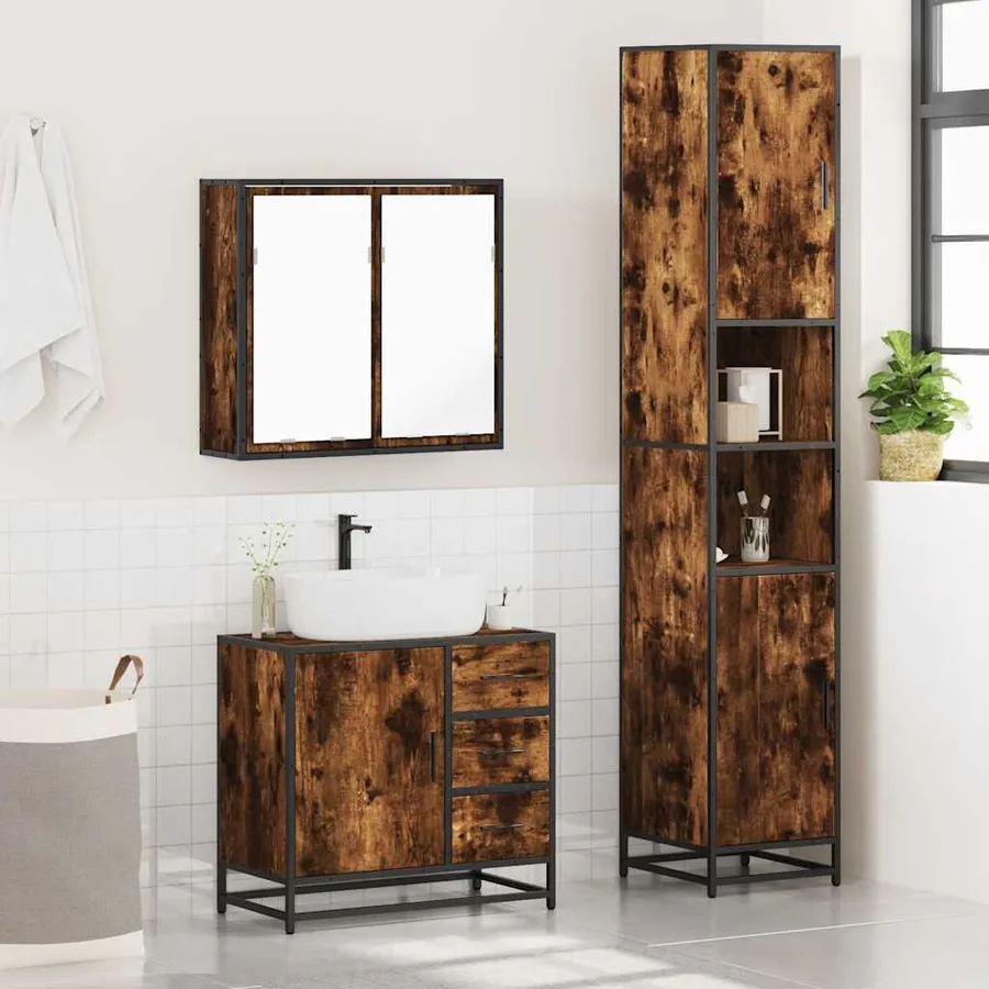 Ensemble de meubles de salle de bain 3 pcs Chêne fumé - 4