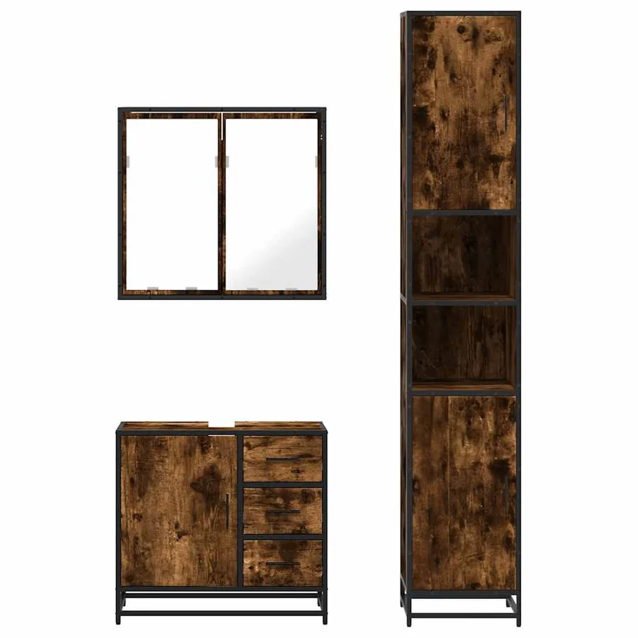 Ensemble de meubles de salle de bain 3 pcs Chêne fumé - 5