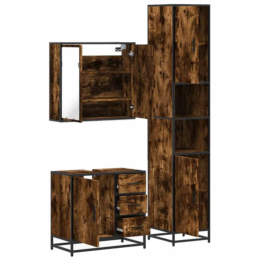 Ensemble de meubles de salle de bain 3 pcs Chêne fumé - 8