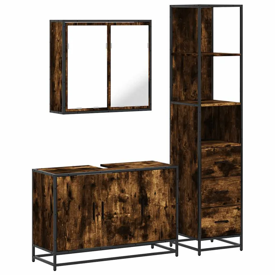 Ensemble de meubles de salle de bain 3 pcs Chêne fumé - 2