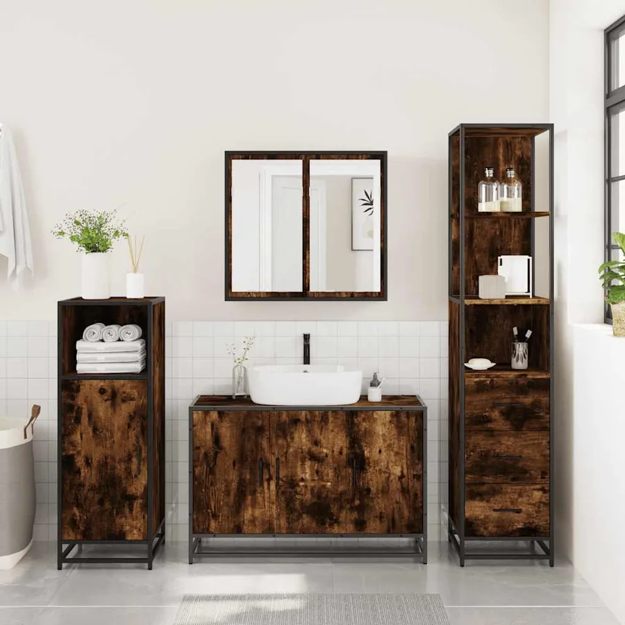 Ensemble de meubles de salle de bain 3 pcs Chêne fumé - 4