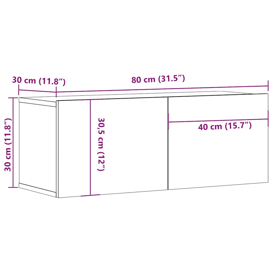 Meuble TV mural vieux bois 80x30x30 cm bois d'ingénierie - 10