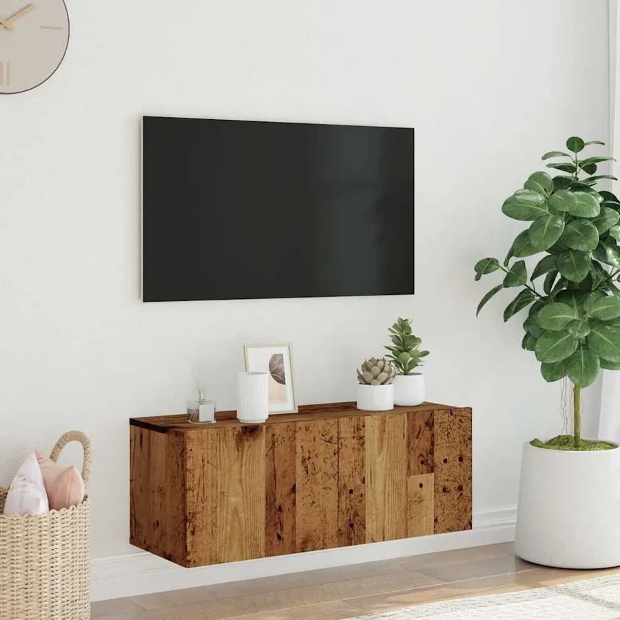 Meuble TV mural vieux bois 80x30x30 cm bois d'ingénierie - 3