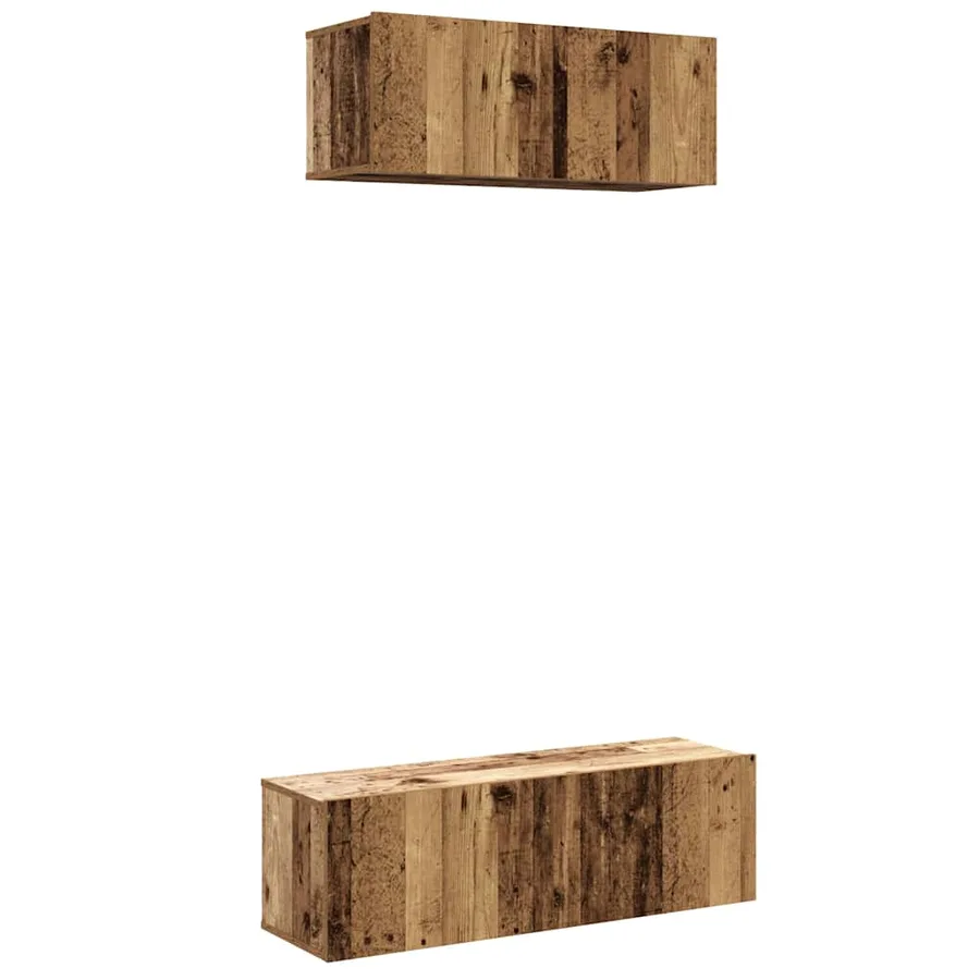 Ensemble de meuble TV mural 2 pcs vieux bois bois d'ingénierie - 2