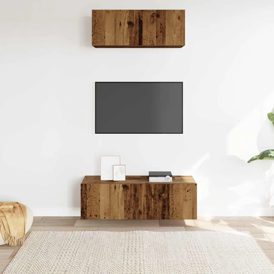 Ensemble de meuble TV mural 2 pcs vieux bois bois d'ingénierie - 3
