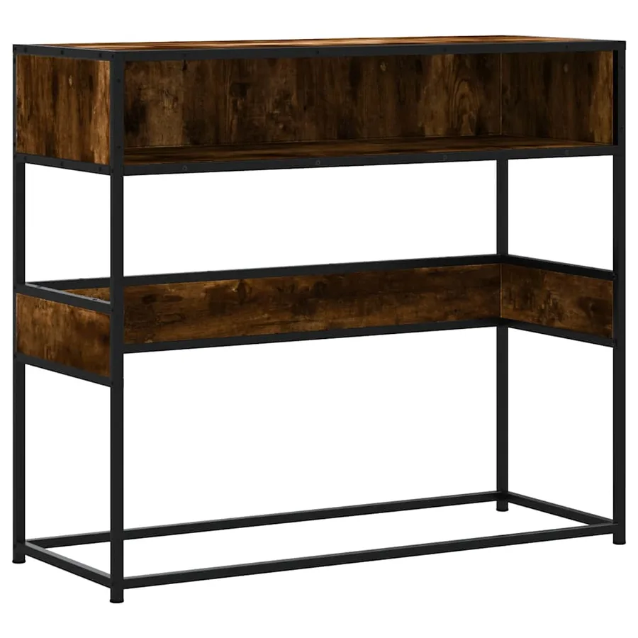Table console chêne fumé 90x35x80 cm bois d'ingénierie - 2