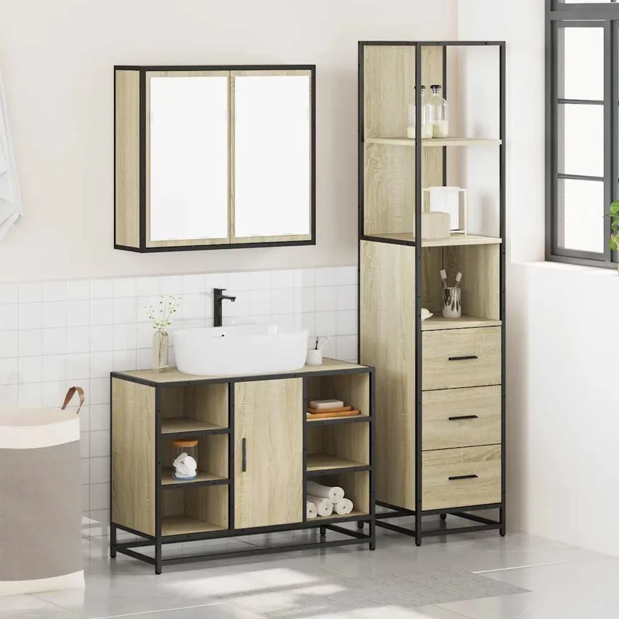 Ensemble de meubles de salle de bain 3 pcs chêne sonoma - 3