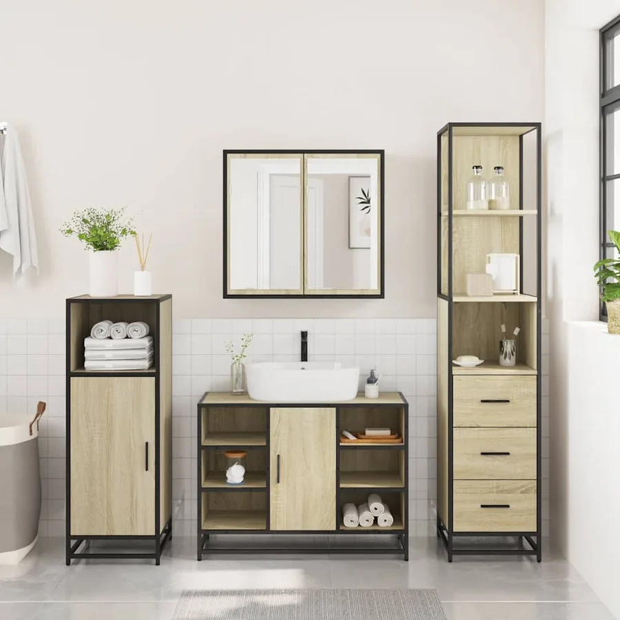 Ensemble de meubles de salle de bain 3 pcs chêne sonoma - 4