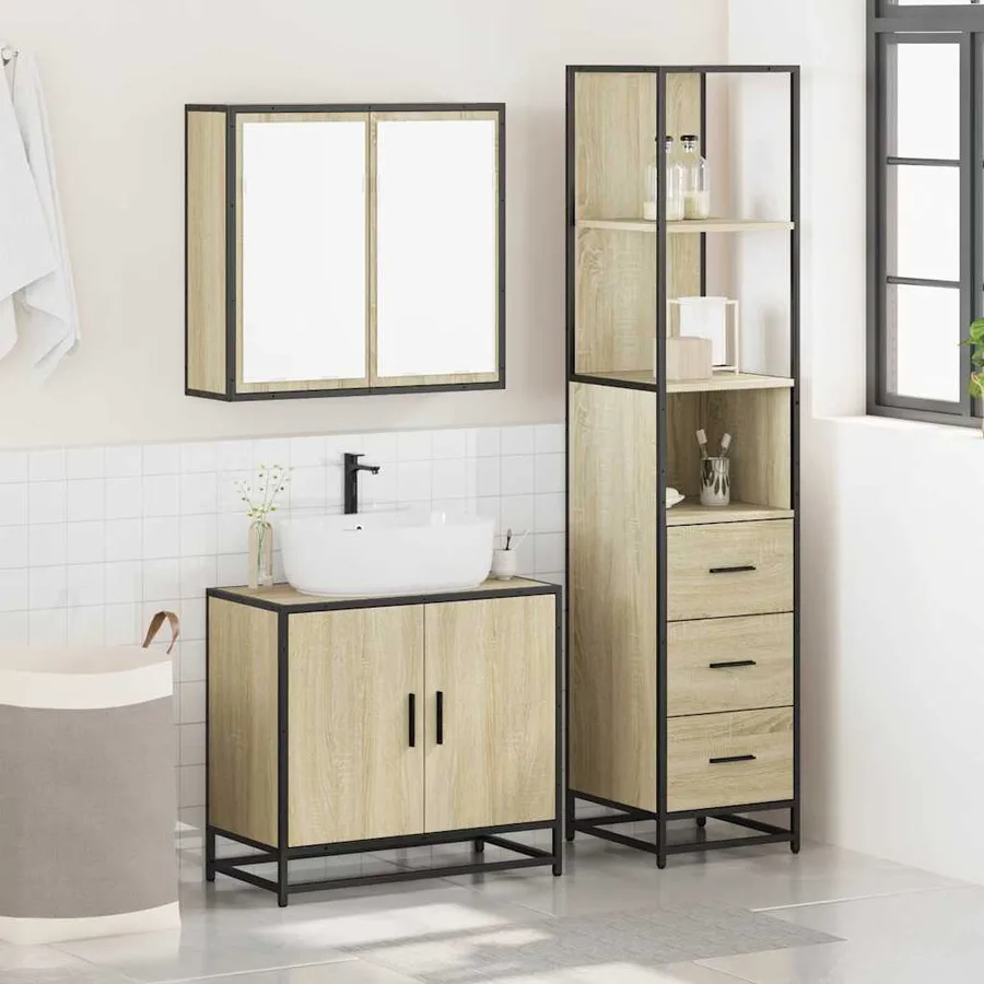 Ensemble de meubles de salle de bain 3 pcs chêne sonoma - 3