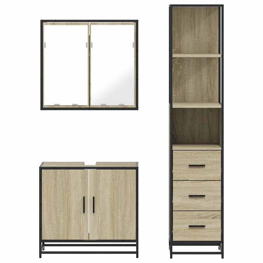 Ensemble de meubles de salle de bain 3 pcs chêne sonoma - 5