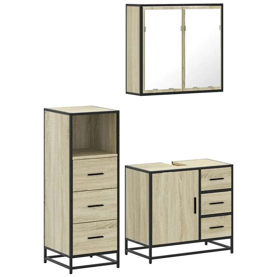 Ensemble de meubles de salle de bain 3 pcs chêne sonoma - 2