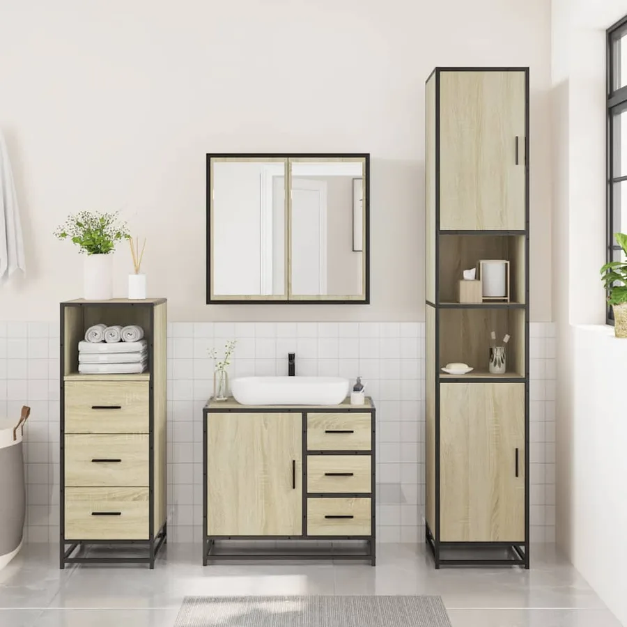 Ensemble de meubles de salle de bain 3 pcs chêne sonoma - 3