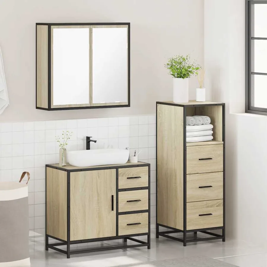 Ensemble de meubles de salle de bain 3 pcs chêne sonoma - 4