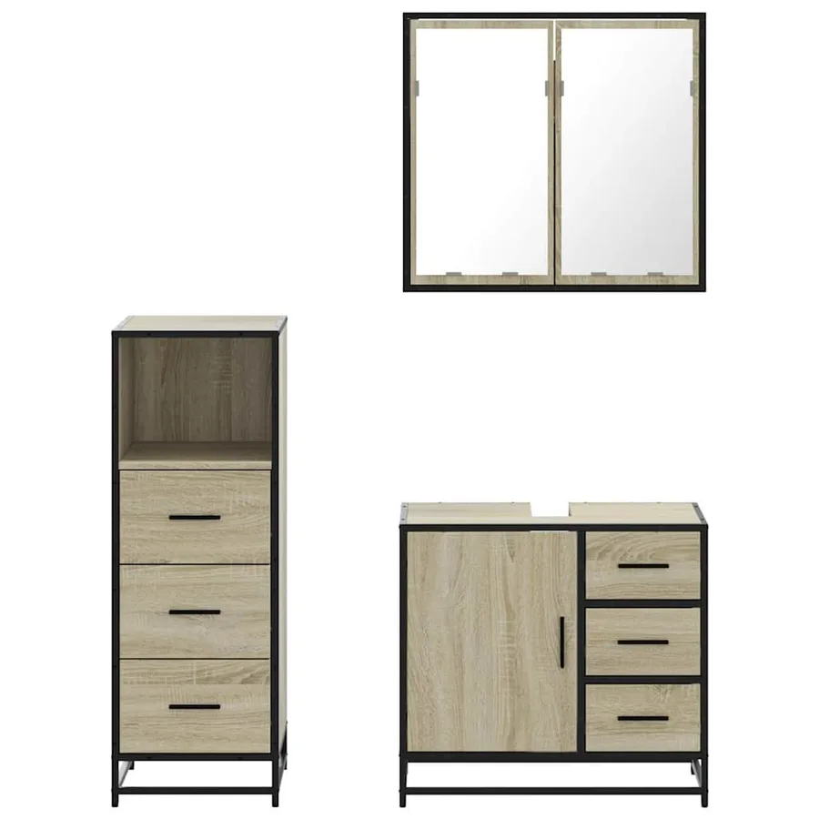 Ensemble de meubles de salle de bain 3 pcs chêne sonoma - 5