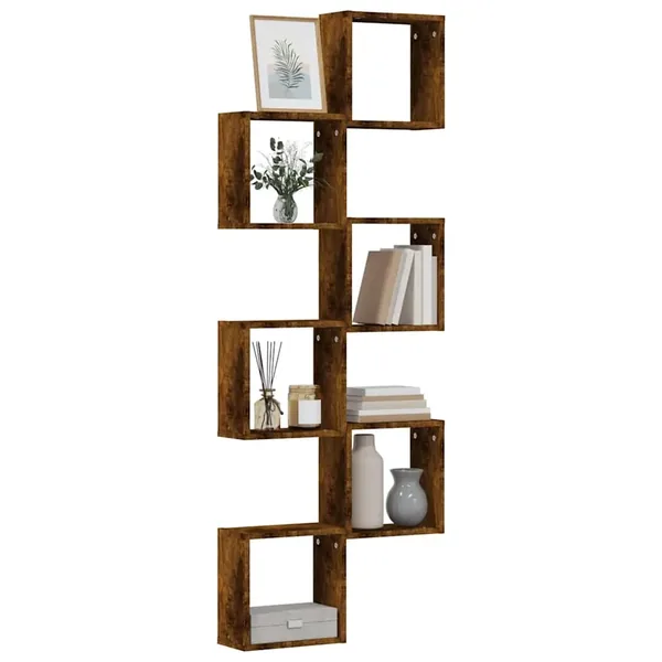 Étagères murales sous forme de cube 6 pcs chêne fumé 30x15x30cm