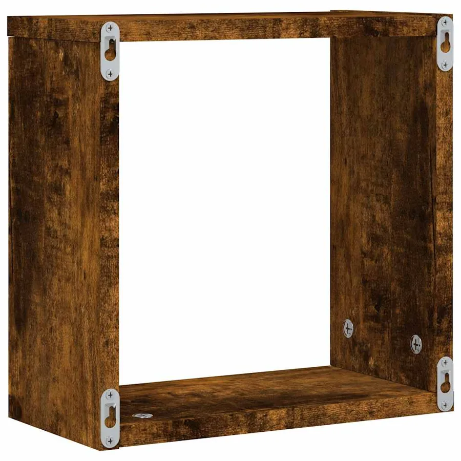 Étagères murales sous forme de cube 6 pcs chêne fumé 30x15x30cm - 8