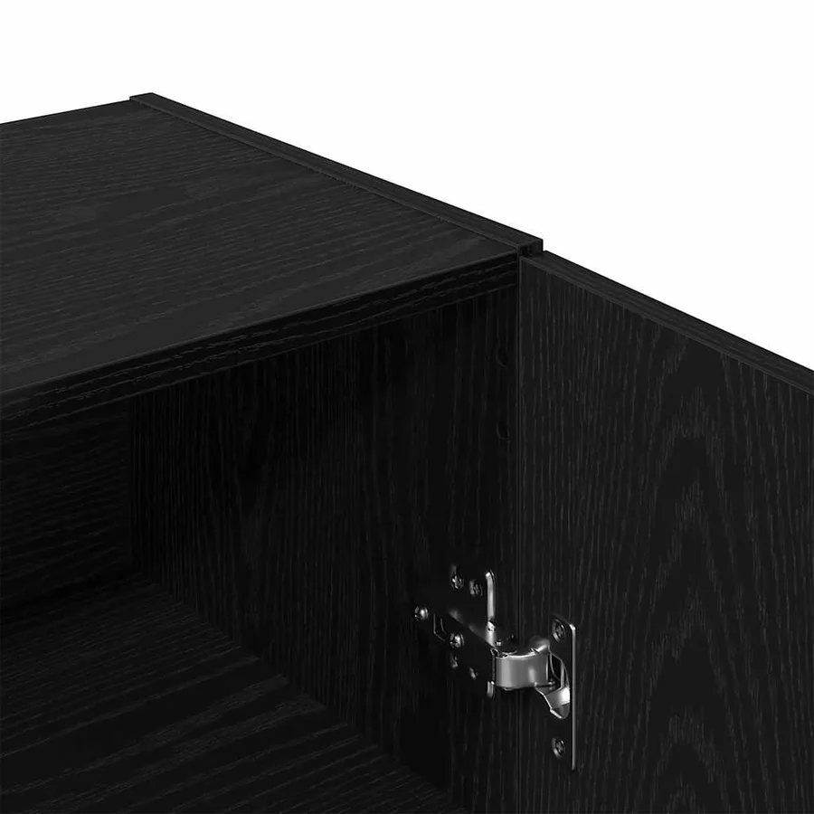 Buffet chêne noir 69,5x34x90 cm bois d'ingénierie - 8