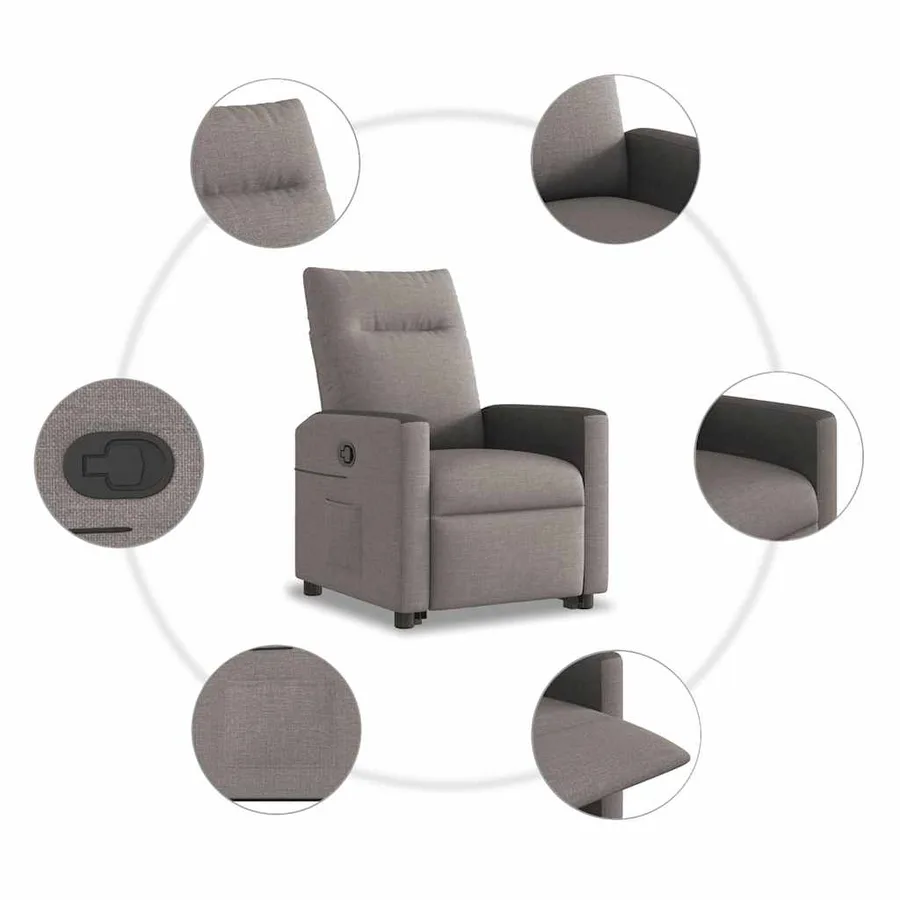 Fauteuil inclinable taupe tissu - 10