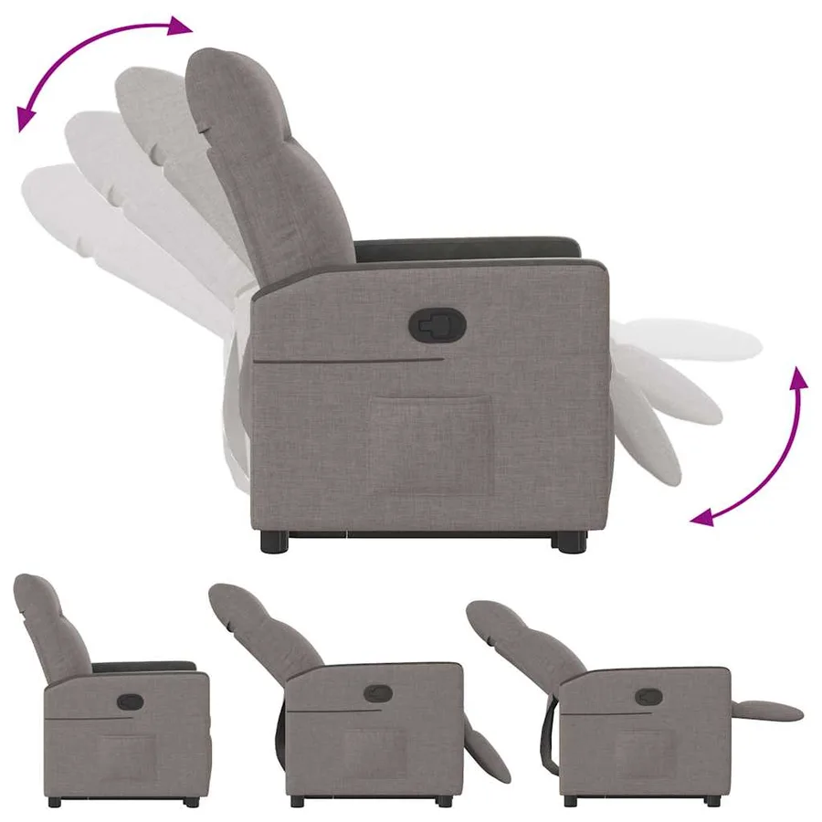 Fauteuil inclinable taupe tissu - 8