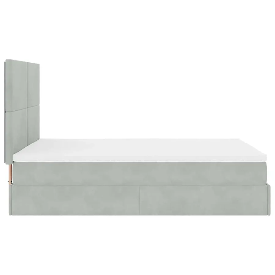 Cadre de lit ottoman et matelas gris clair 140x190 velours - 8