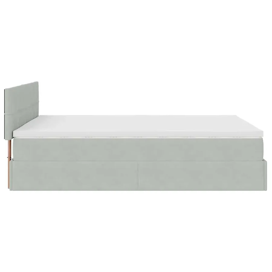 Cadre de lit ottoman et matelas gris clair 140x190 velours - 8
