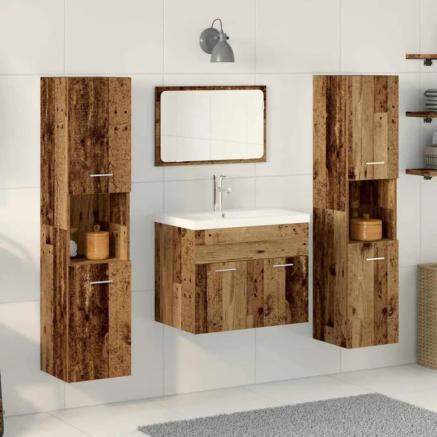 Ensemble de rangement Montage mural 4 pcs Bois d'ingénierie
