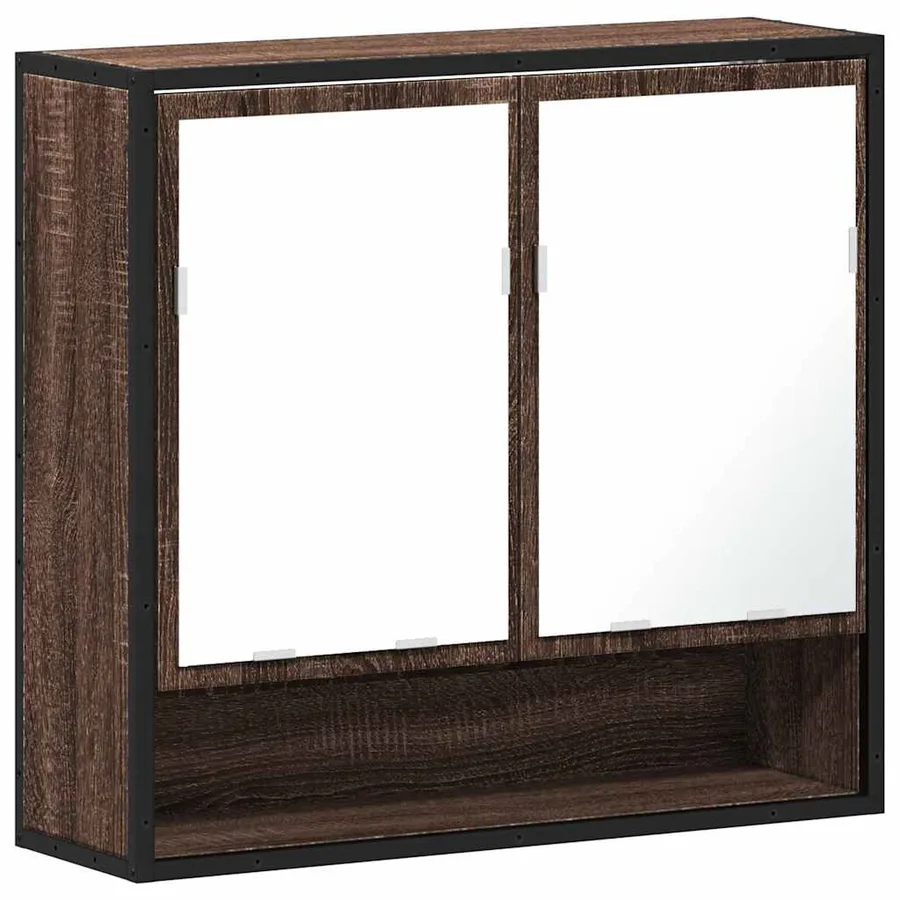 Armoire à miroir de salle de bain chêne marron bois ingénierie - 2