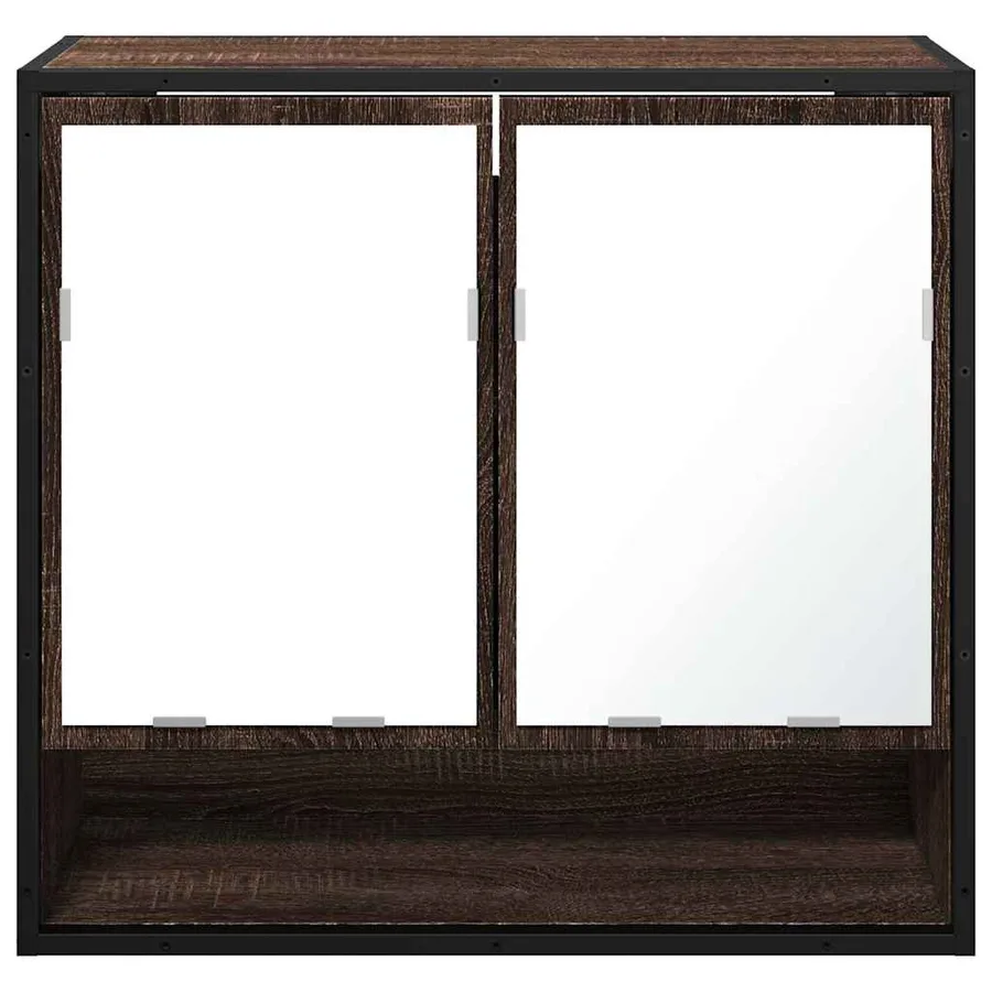 Armoire à miroir de salle de bain chêne marron bois ingénierie - 5