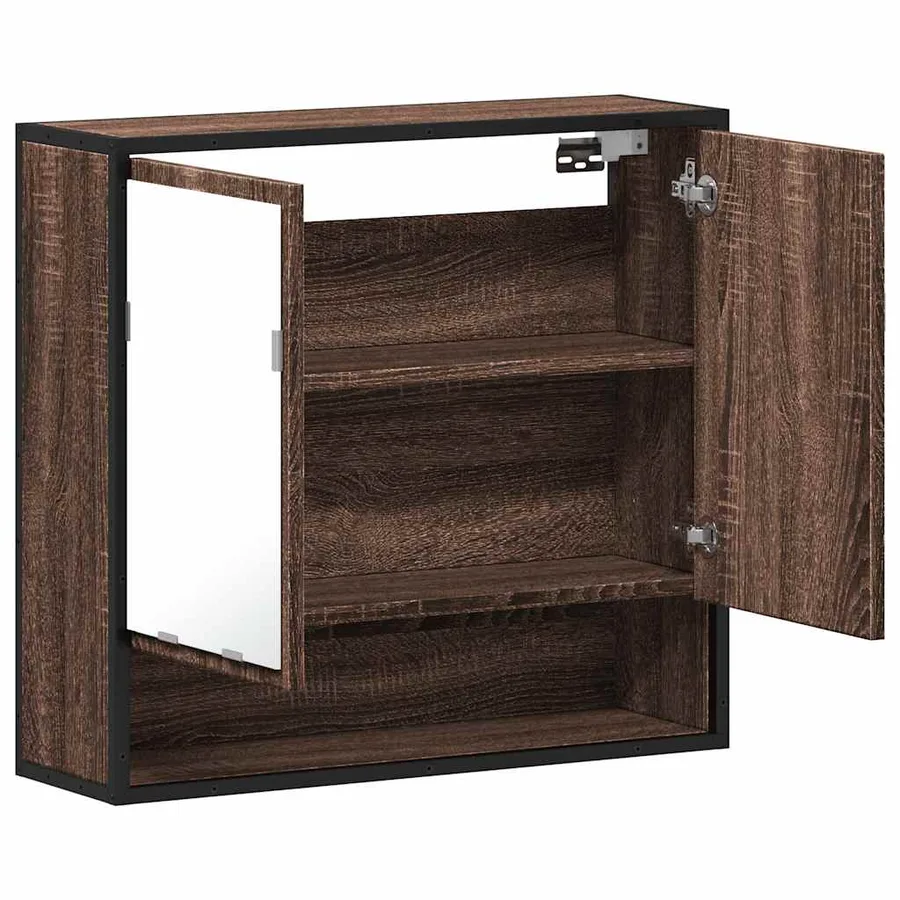 Armoire à miroir de salle de bain chêne marron bois ingénierie - 8