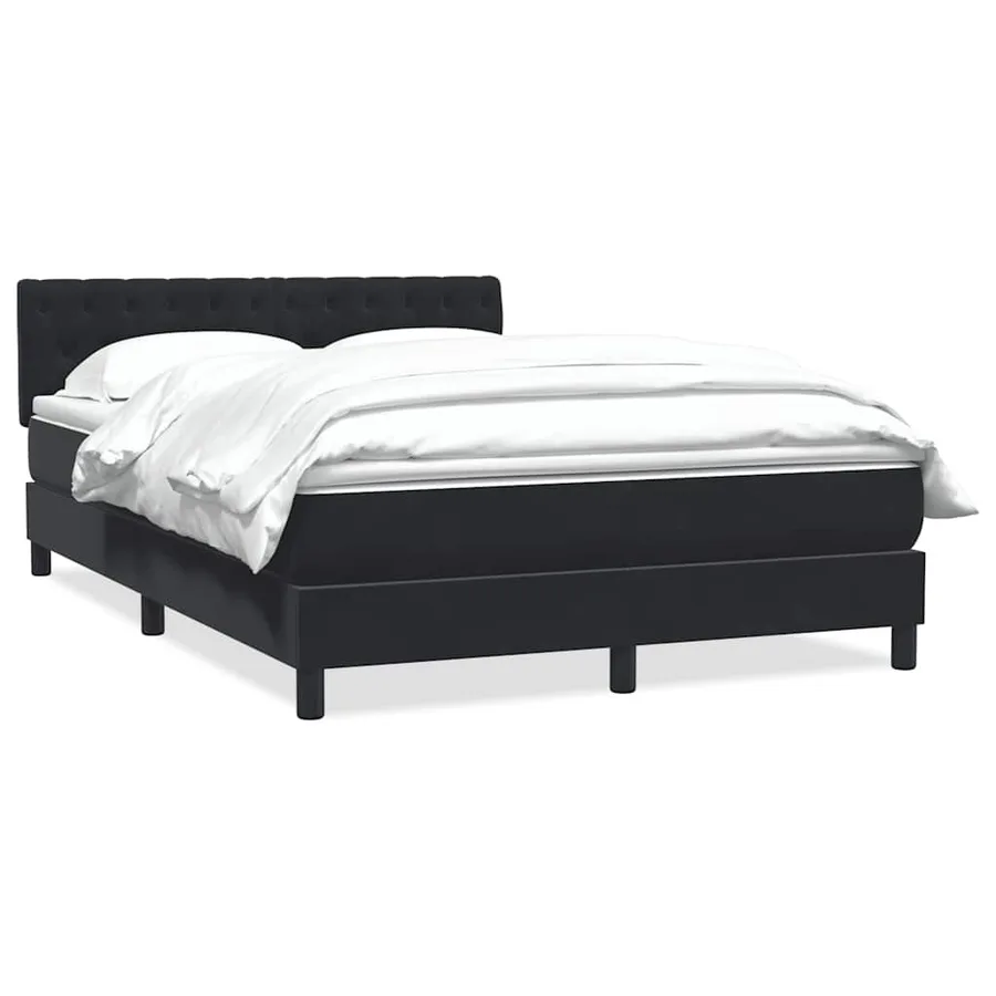 Sommier à lattes de lit avec matelas noir 140x210 cm velours - 2
